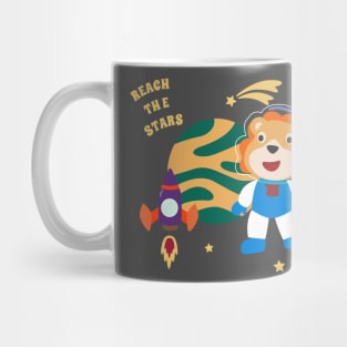 Space lion or astronaut in a space suit with cartoon style Mug